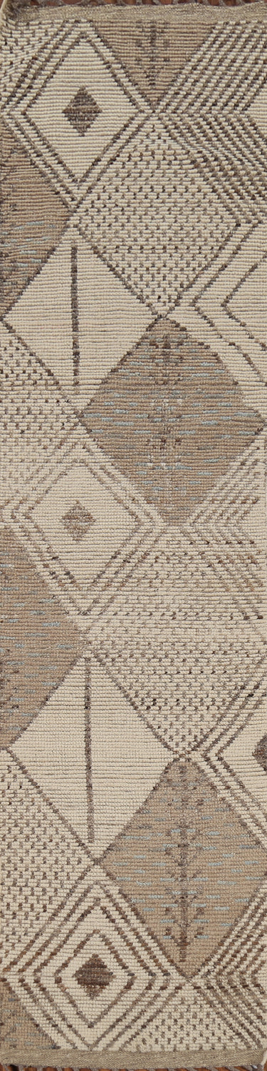 Geometric Wool Moroccan Oriental Runner Rug 2x13