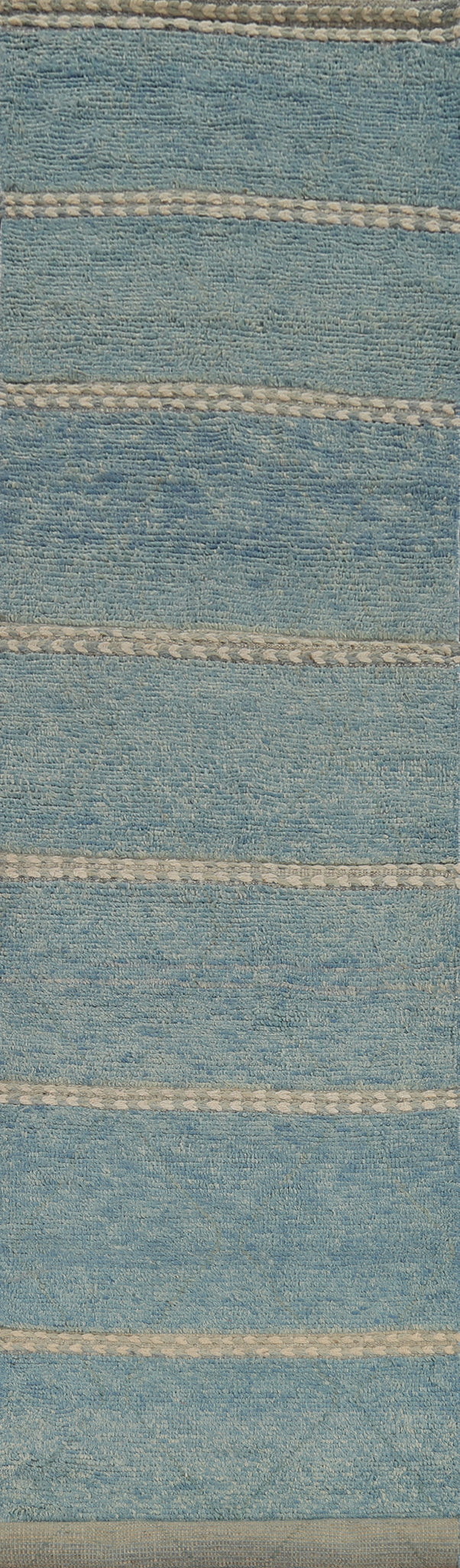 Light Blue Striped Moroccan Modern Runner Rug 3x16