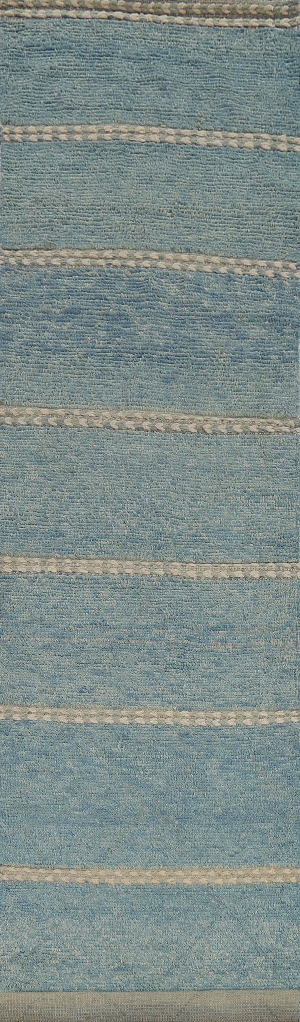 Light Blue Striped Moroccan Modern Runner Rug 3x16