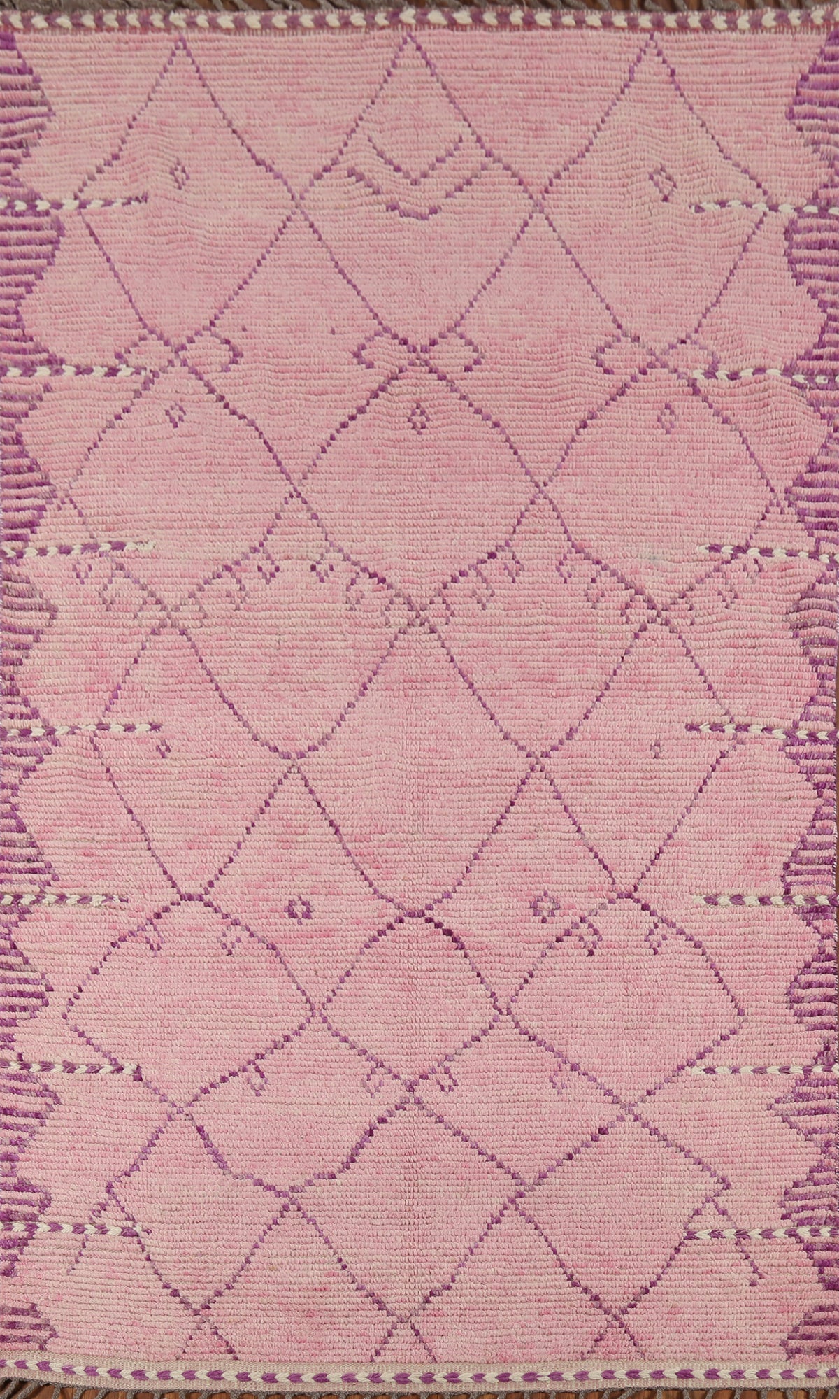 Handmade Pink Wool Moroccan Oriental Rug 5x7