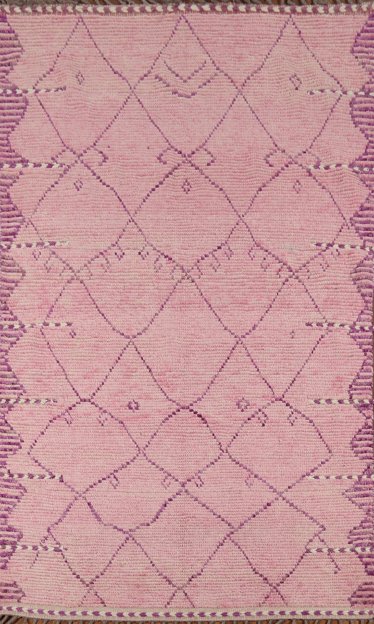 Handmade Pink Wool Moroccan Oriental Rug 5x7