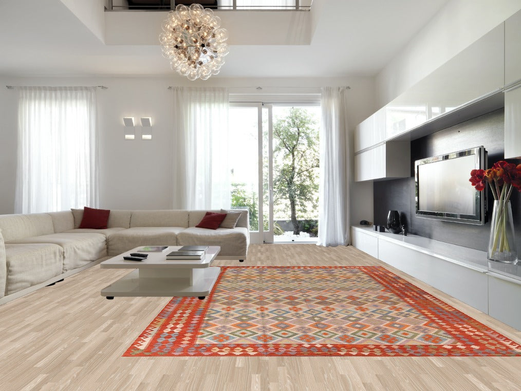 Multicolor Wool Kilim Oriental Large Rug 10x16