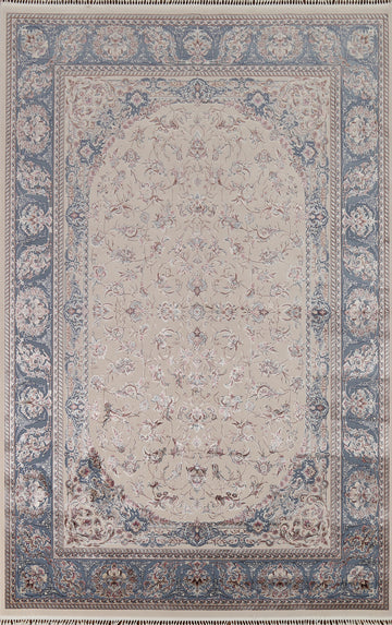 Traditional Floral Silk Qum Living Room Area Rug 6x9