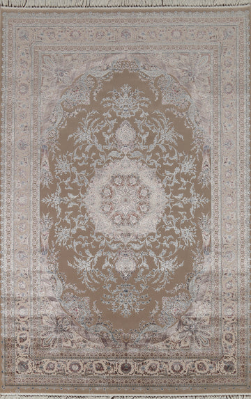Traditional Floral Silk Qum Living Room Area Rug 6x9
