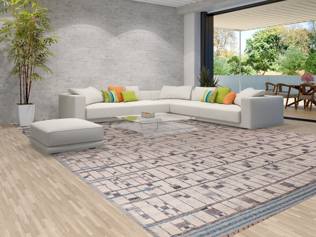 Earth Tone Wool Moroccan Oriental Large Rug 13x21