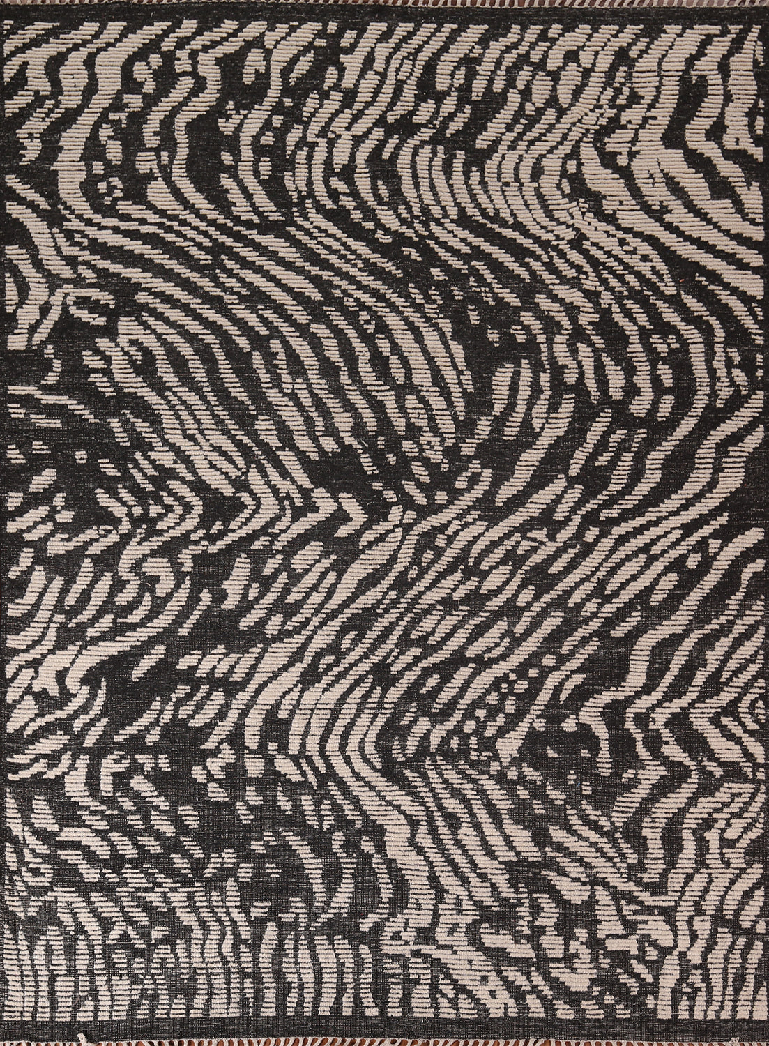All-Over Black & White Moroccan Abstract Area Rug 8x10