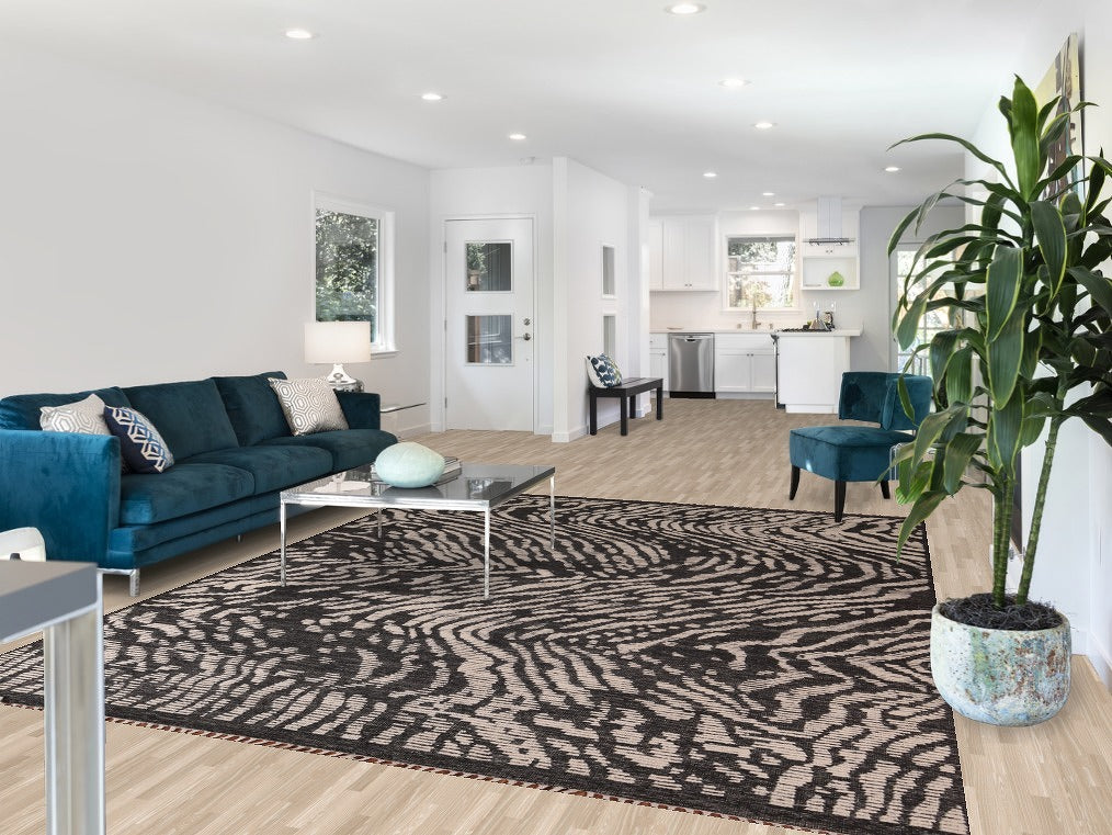 All-Over Black & White Moroccan Abstract Area Rug 8x10