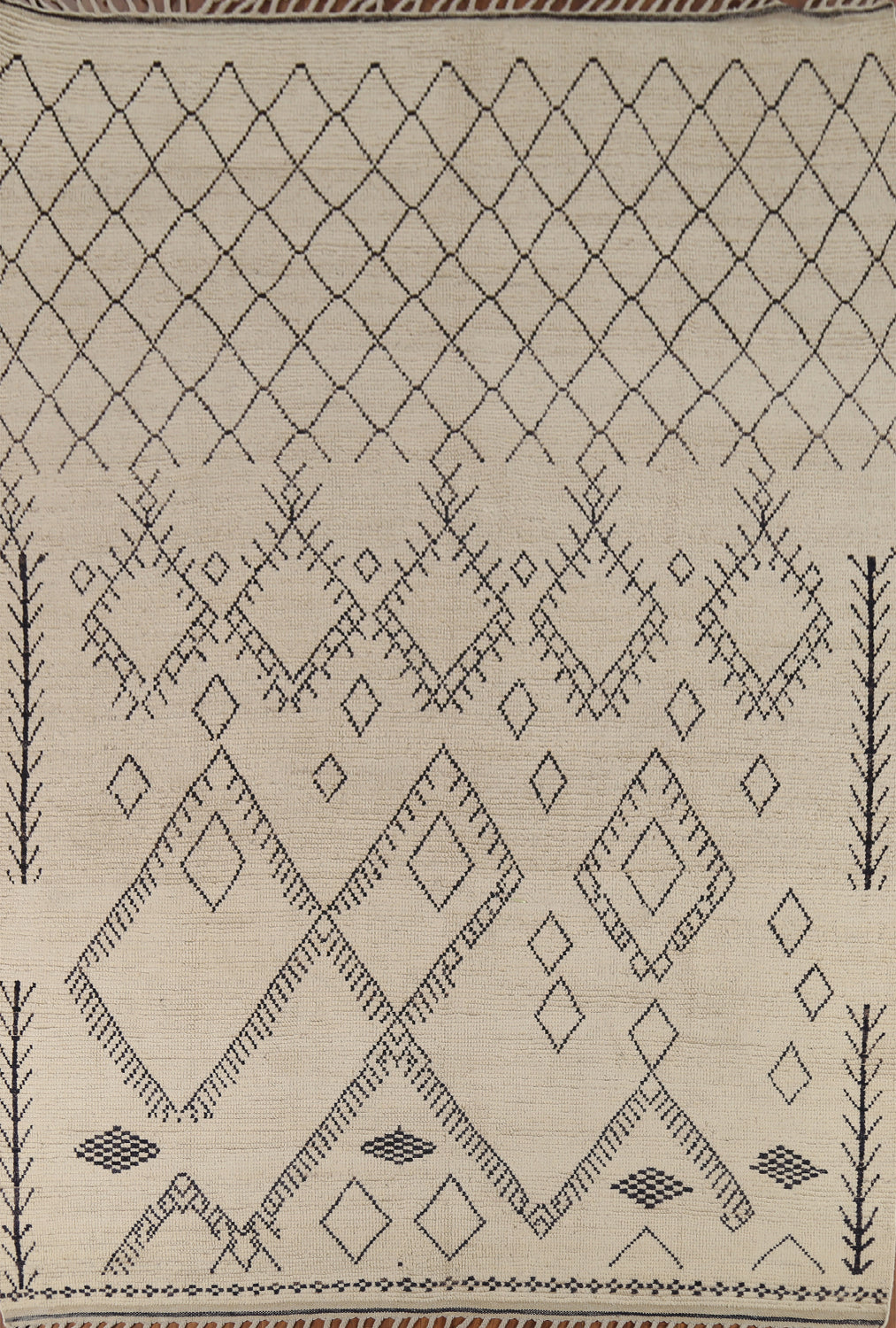 Trellis Wool Ivory Moroccan Oriental Area Rug 8x11