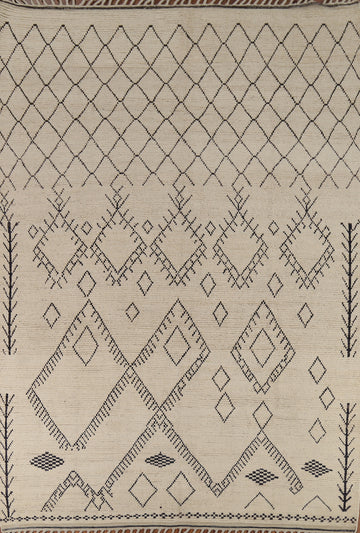 Trellis Wool Ivory Moroccan Oriental Area Rug 8x11