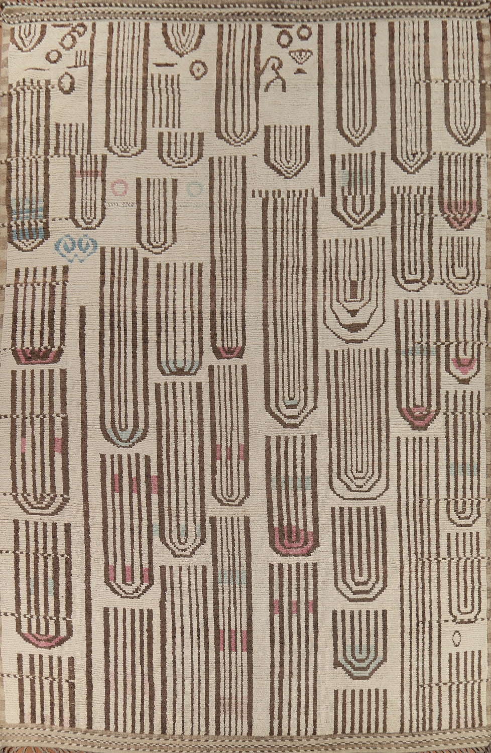 All-Over Ivory Moroccan Modern Large Rug 11x16
