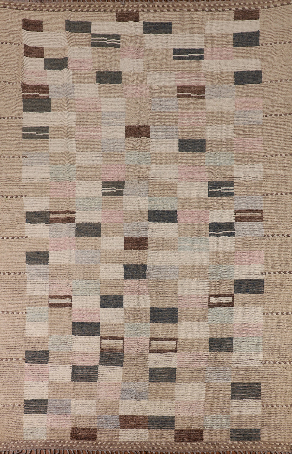 All-Over Checkered Moroccan Wool Area Rug 9x12