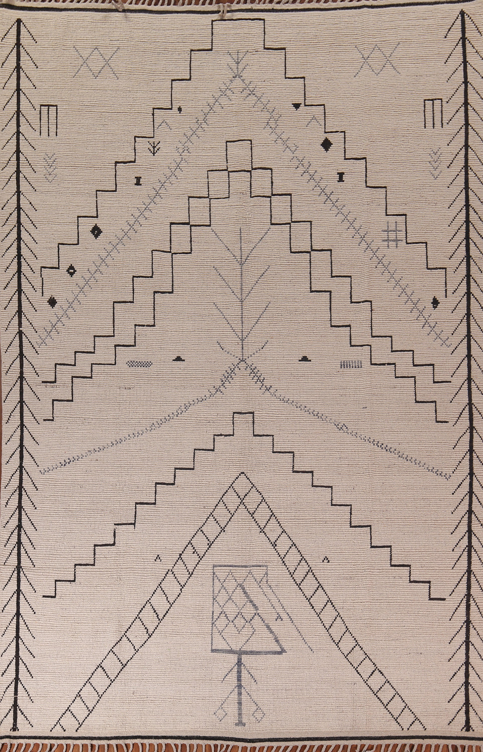 Geometric Wool Ivory Moroccan Oriental Area Rug 9x13