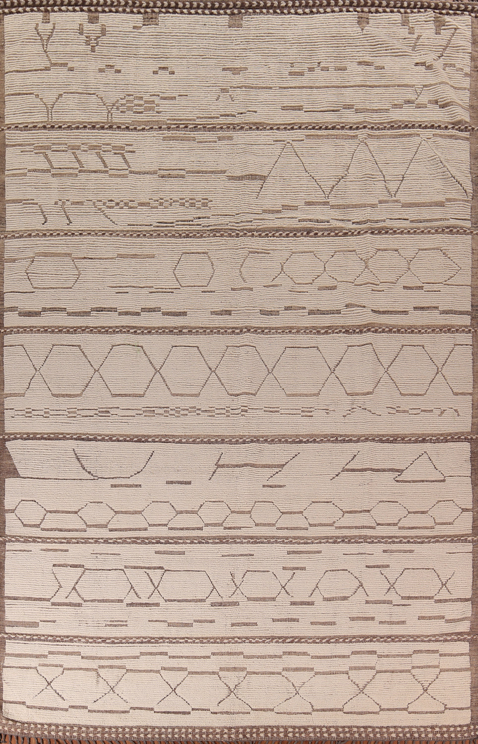 Handmade Wool Ivory Moroccan Large Rug 10x15