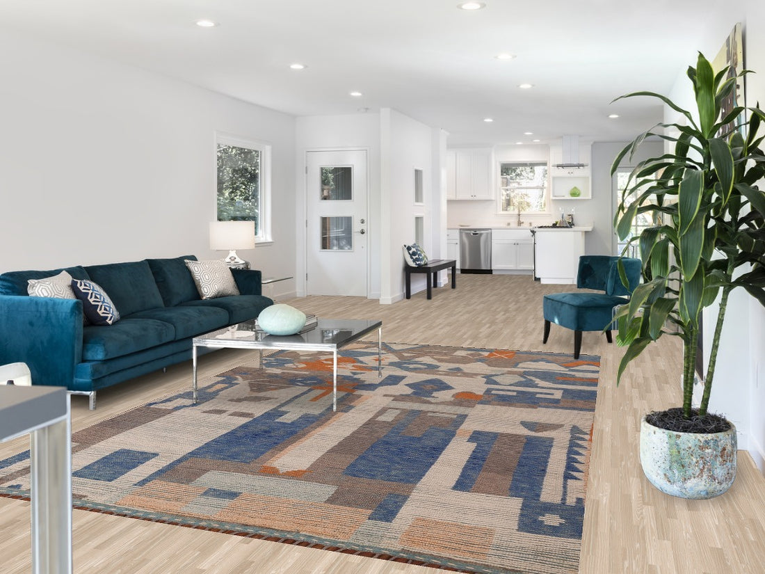 Contemporary Wool Moroccan Abstract Area Rug 7x10