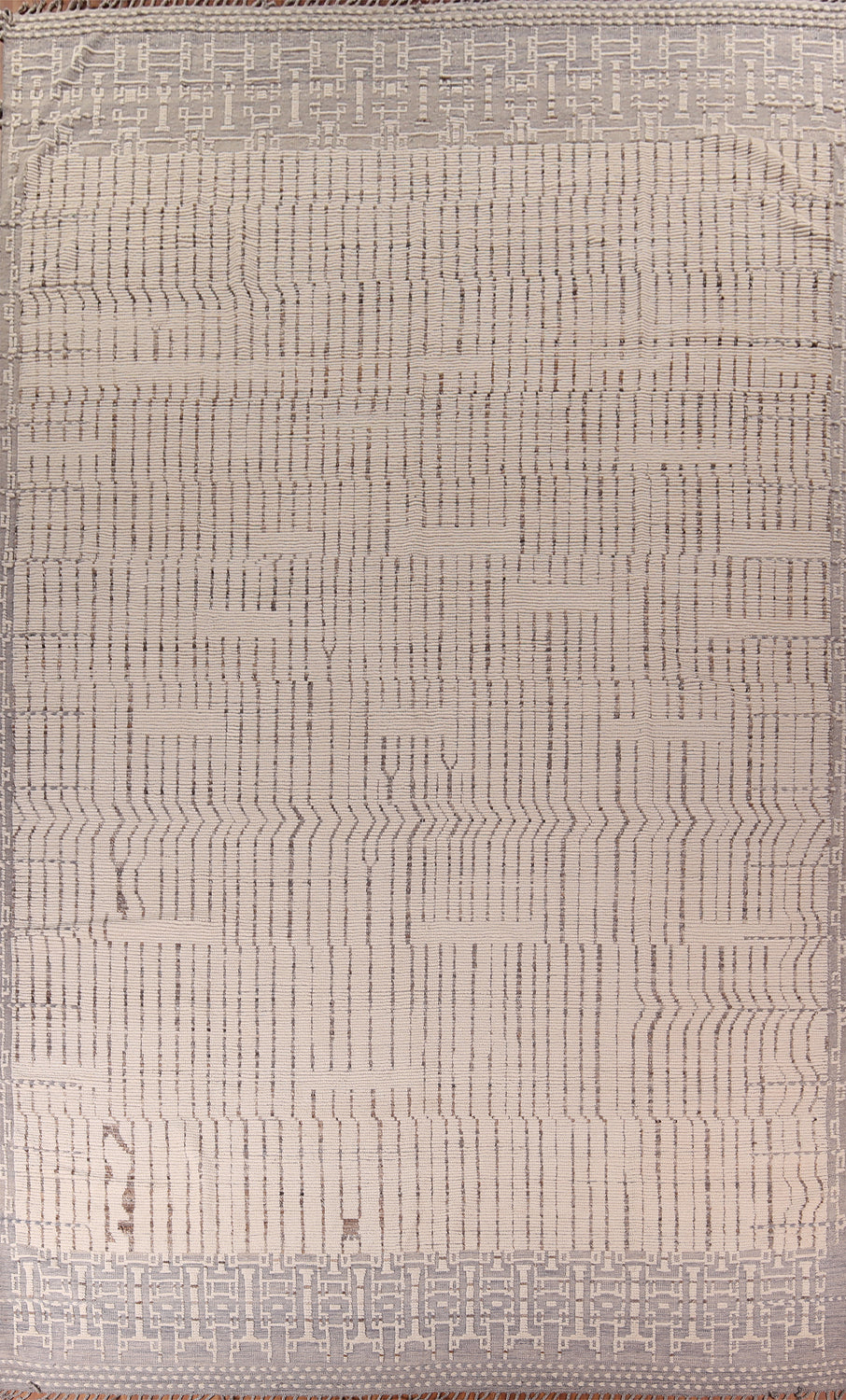 All-Over Ivory Striped Moroccan Large Rug 12x19