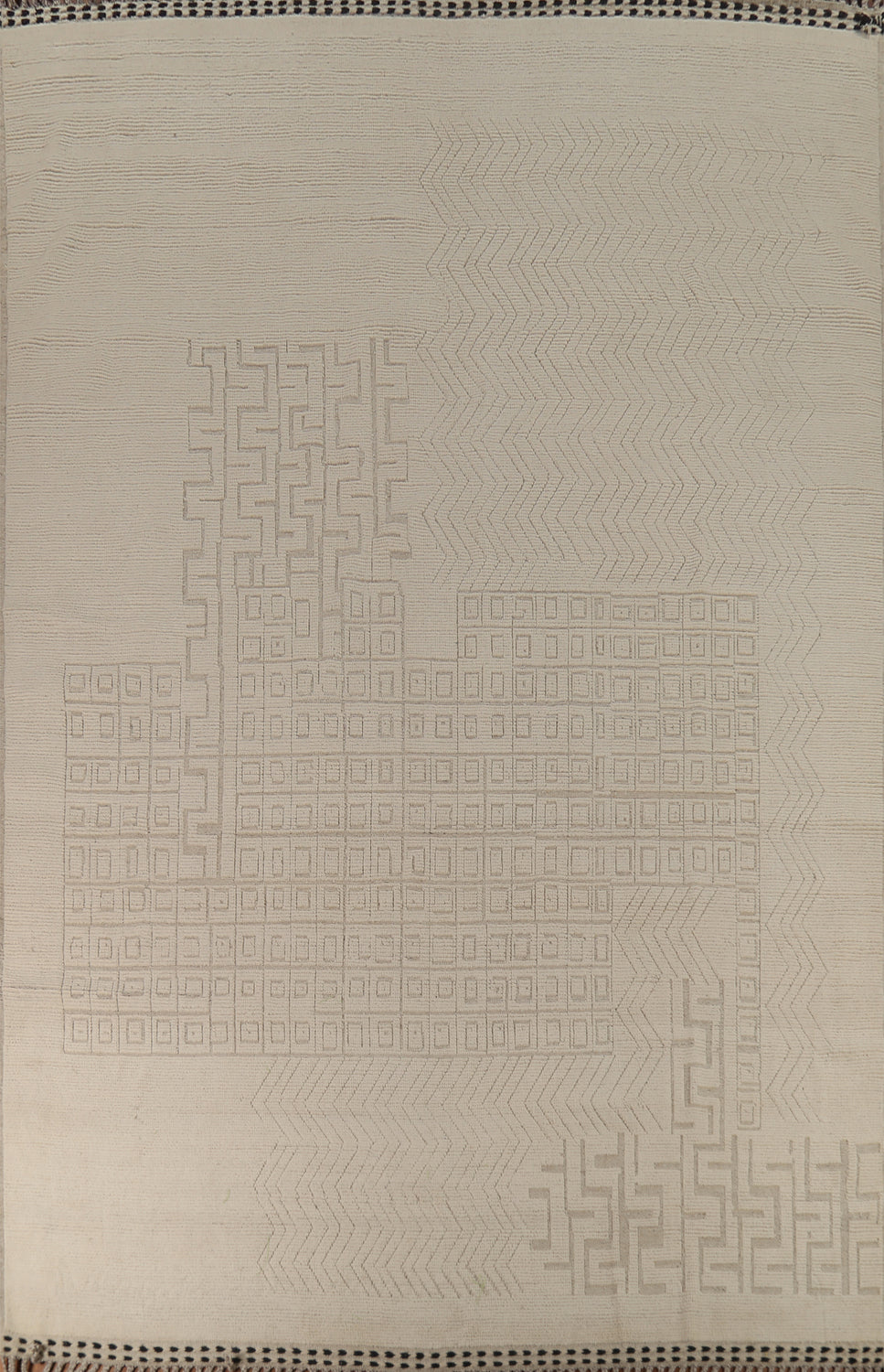 All-Over Ivory Wool Moroccan Oriental Large Rug 10x15