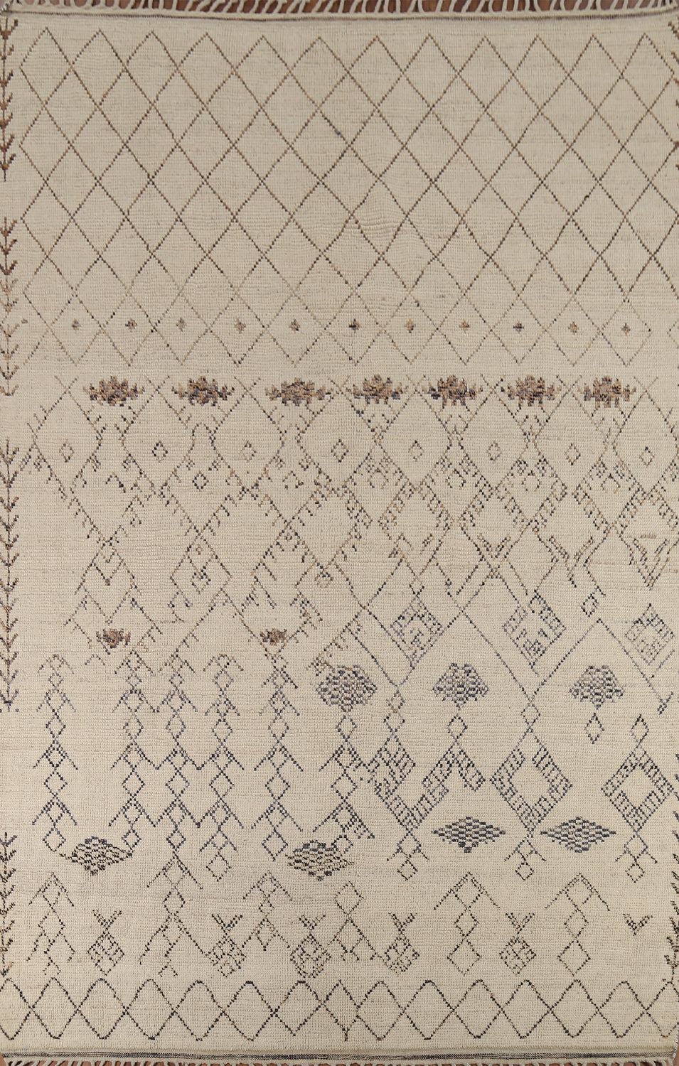Ivory Trellis Wool Moroccan Oriental Area Rug 8x12