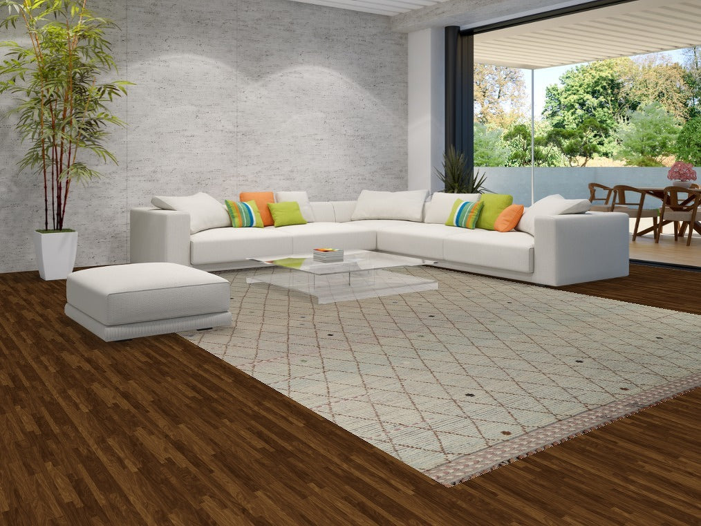 All-Over Trellis Wool Moroccan Modern Large Rug 10x14