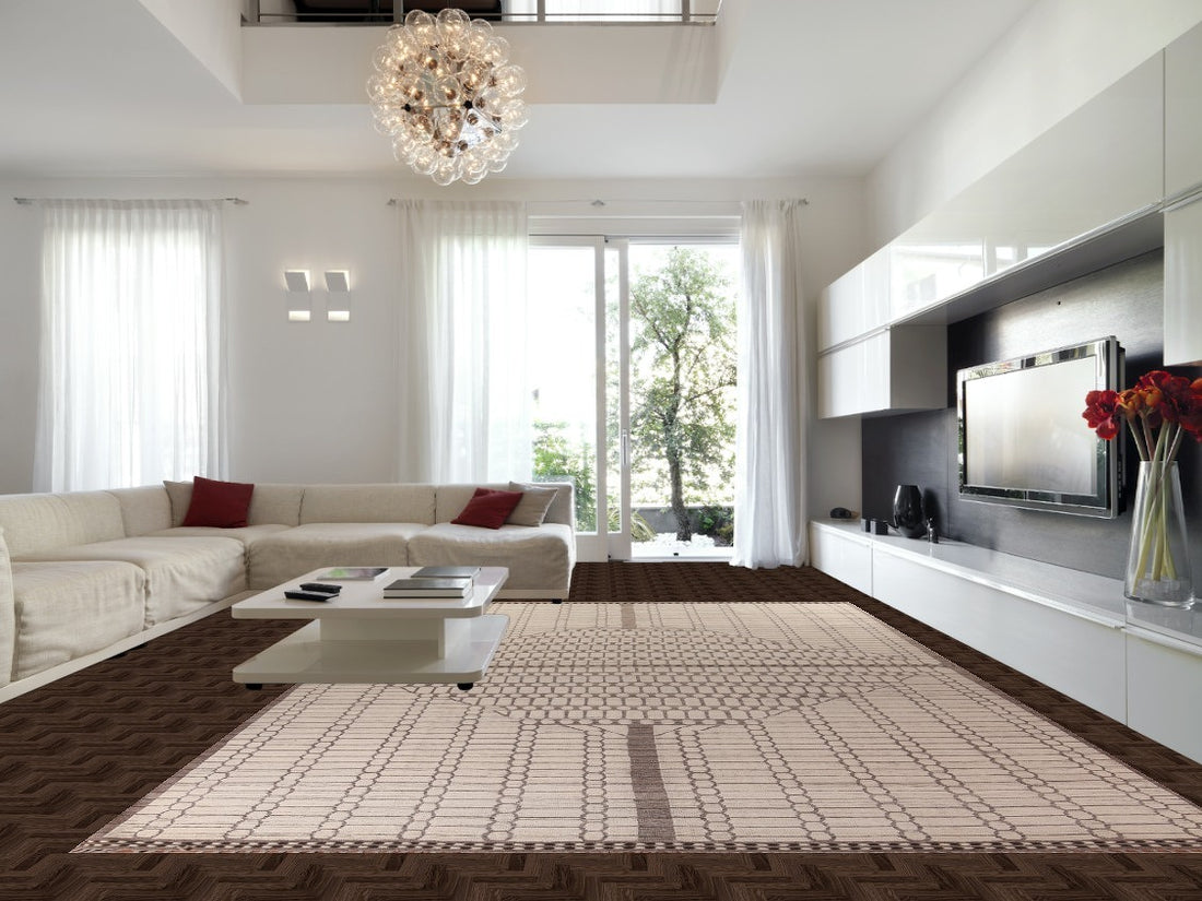 Geometric Ivory Moroccan Modern Large Rug 12x19