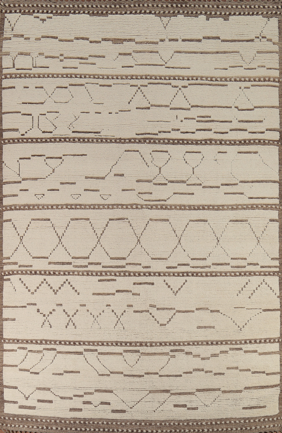 Handmade Ivory Moroccan Abstract Area Rug 9x13