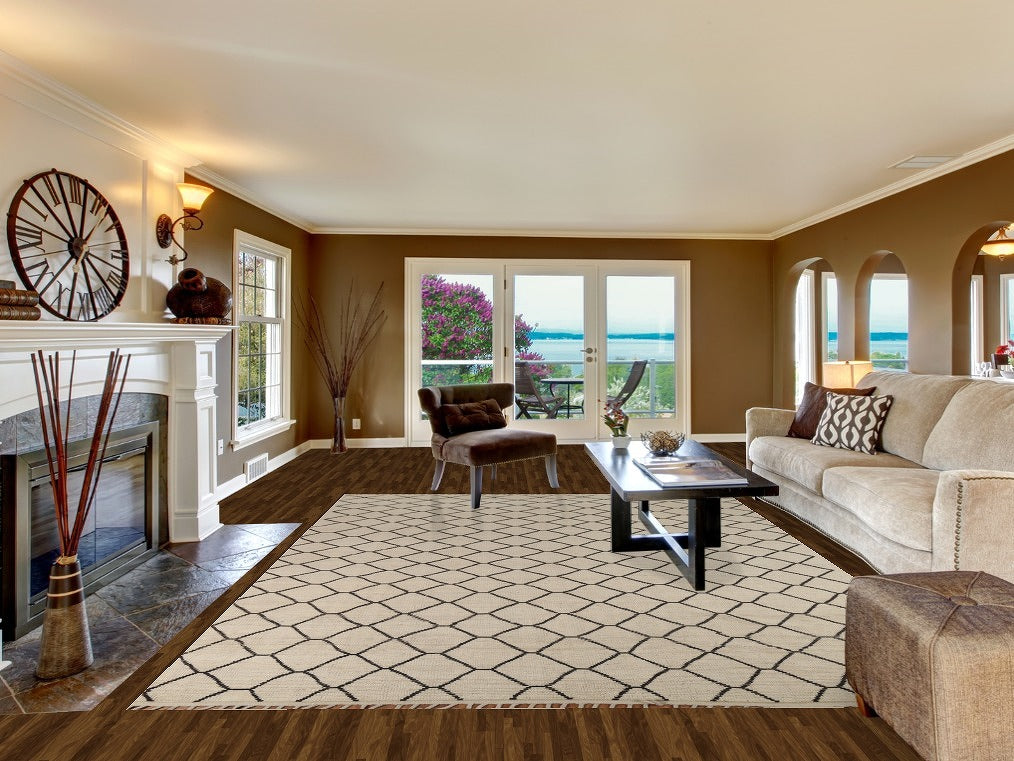 All-Over Trellis Wool Moroccan Modern Area Rug 9x13