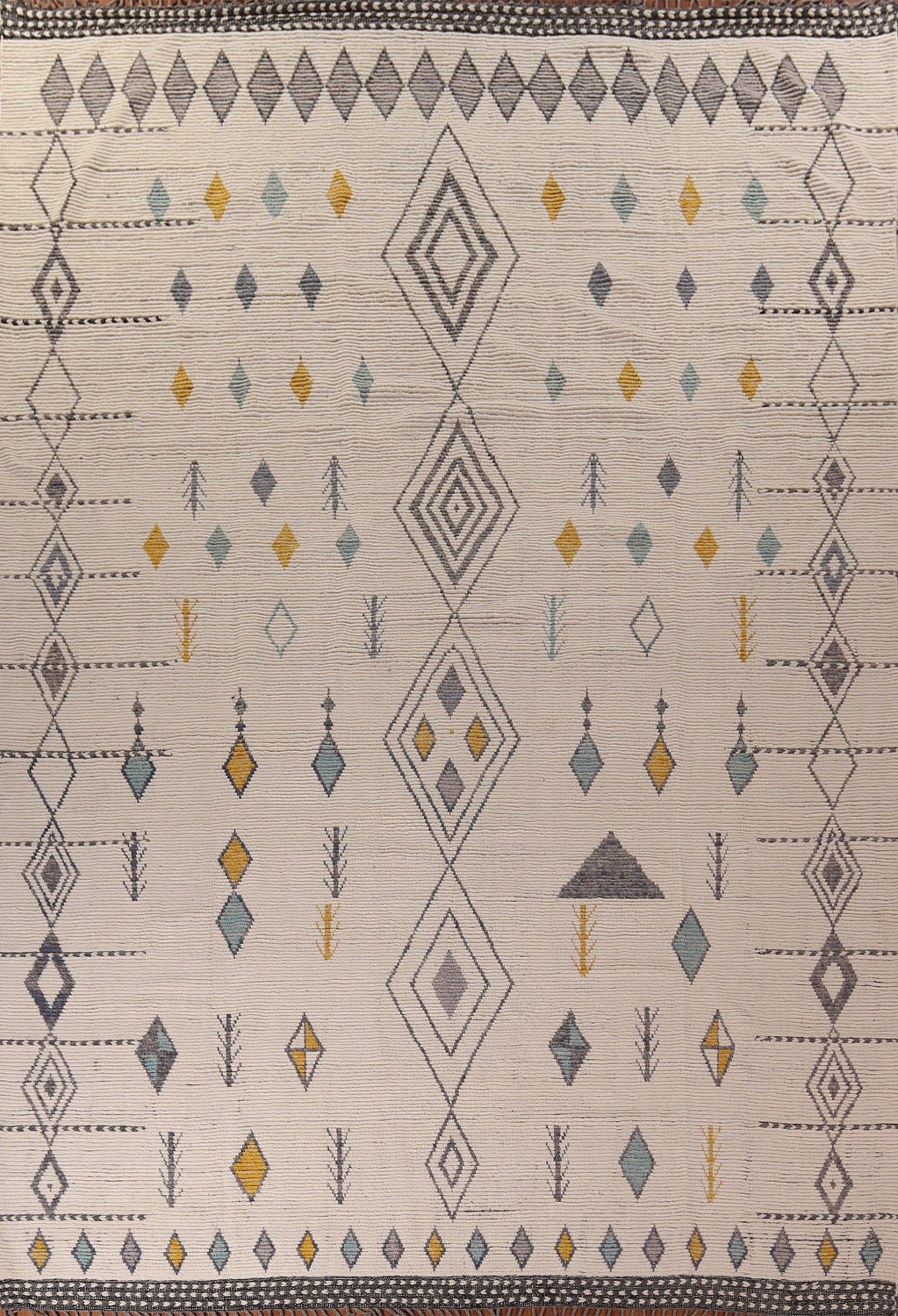 Geometric Ivory Moroccan Oriental Large Rug 12x16