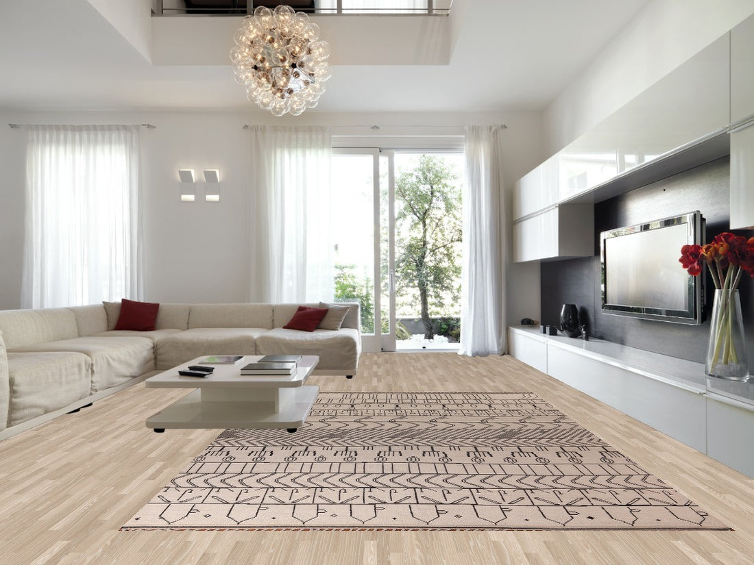 All-Over Ivory Wool Moroccan Oriental Large Rug 10x14