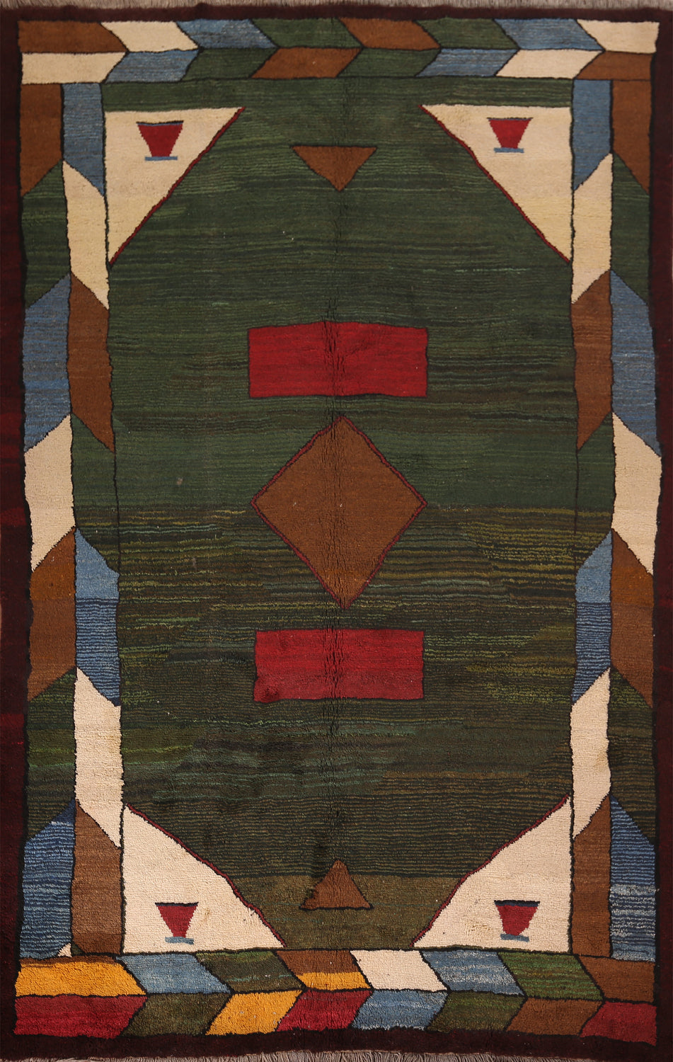 Green Geometric Gabbeh Persian Area Rug 6x10