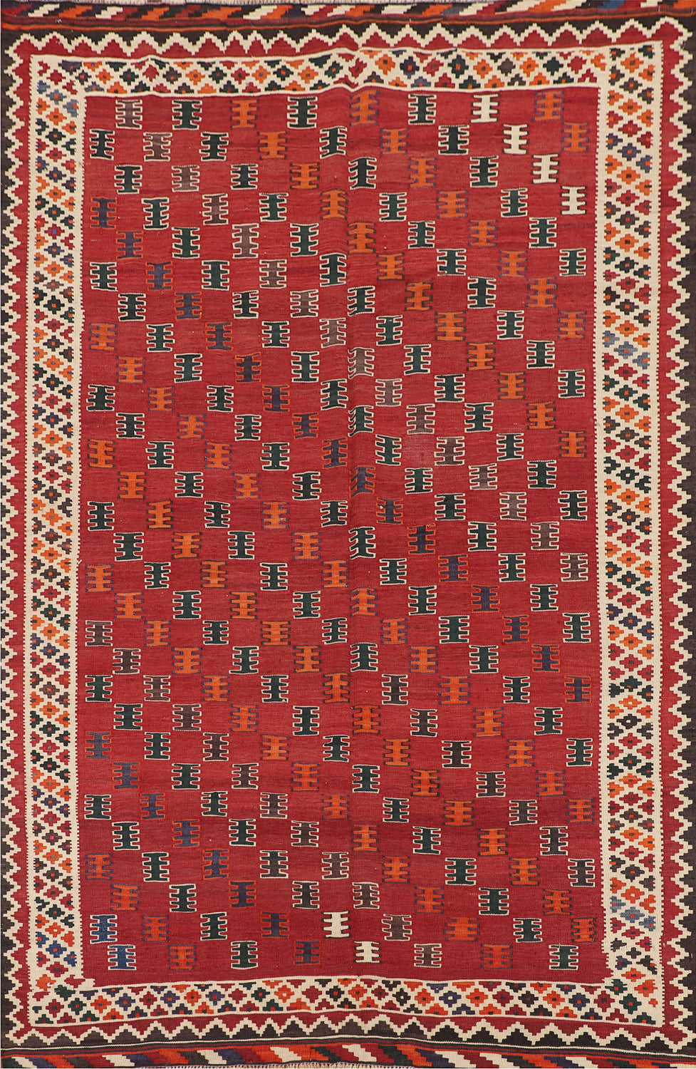 Vegetable Dye Wool Kilim Qashqai Persian Rug 5x8