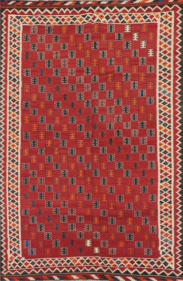 Vegetable Dye Wool Kilim Qashqai Persian Rug 5x8