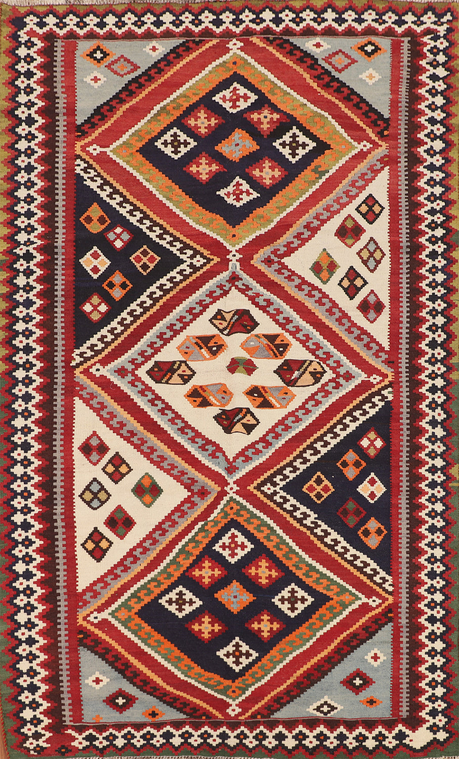 Vegetable Dye Geometric Kilim Qashqai Persian Rug 5x8