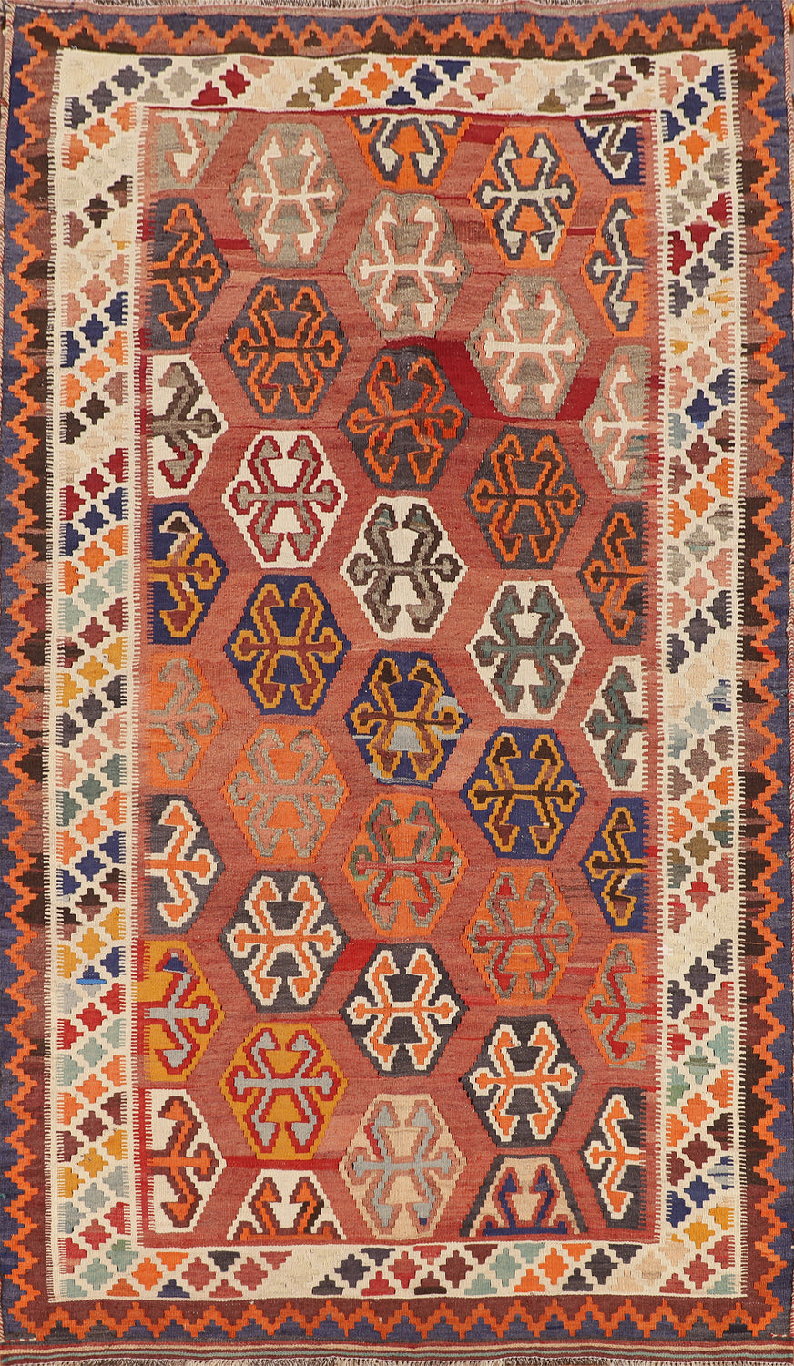 Vegetable Dye Kilim Qashqai Persian Area Rug 5x9