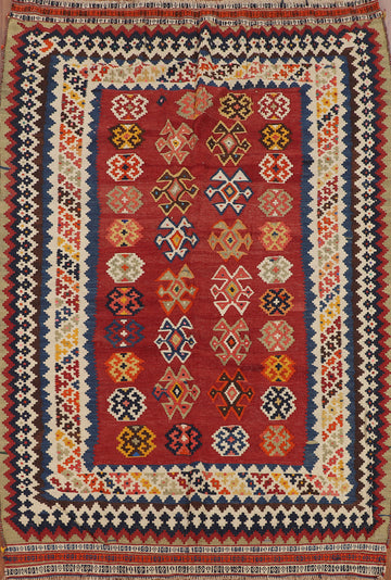 Vegetable Dye Wool Kilim Qashqai Persian Area Rug 5x8