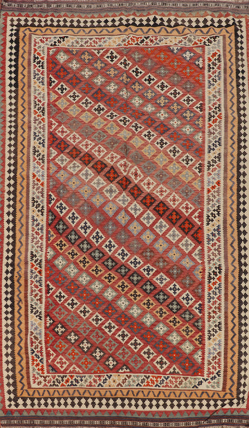 Vegetable Dye Wool Kilim Qashqai Persian Rug 4x8