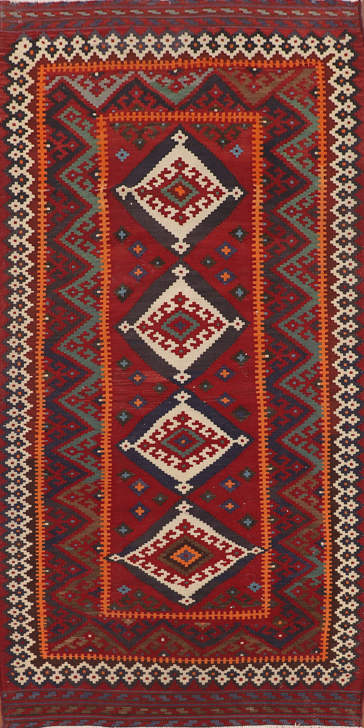 Vegetable Dye Wool Kilim Qashqai Persian Area Rug 5x11