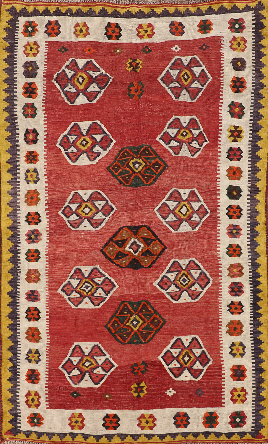 Hand Woven Kilim Qashqai Vegetable Dye Persian Rug 4x7