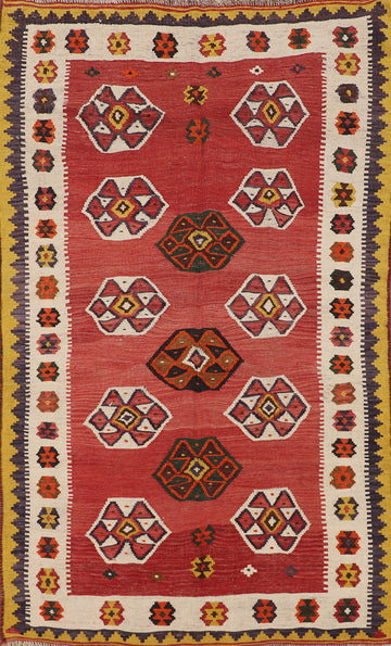 Hand Woven Kilim Qashqai Vegetable Dye Persian Rug 4x7