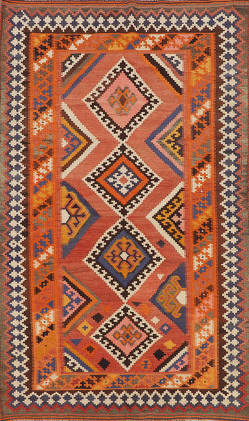 Vegetable Dye Kilim Qashqai Persian Area Rug 5x9