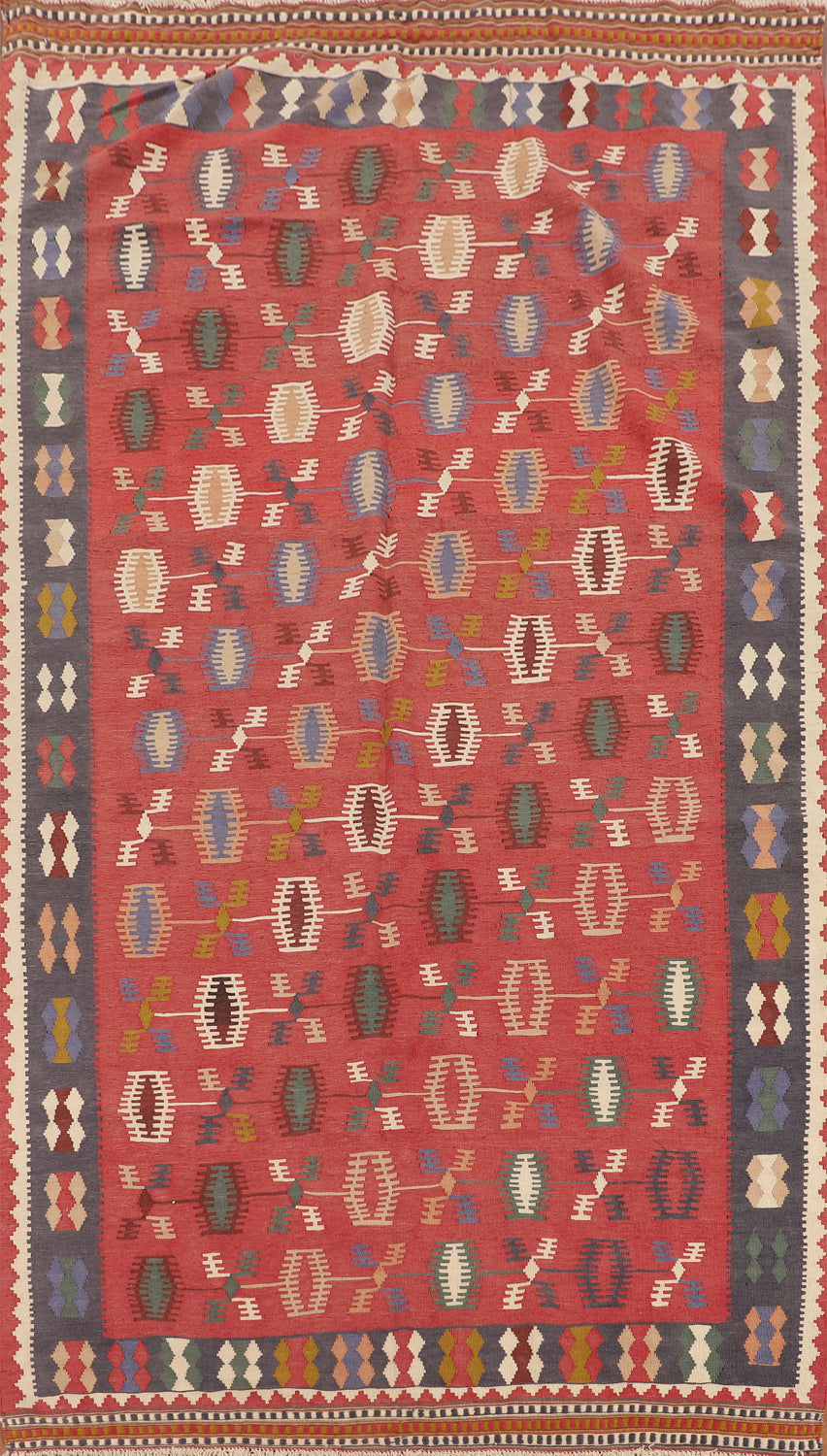 Vegetable Dye Kilim Qashqai Persian Area Rug 5x10