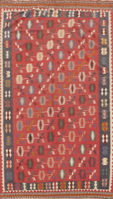Vegetable Dye Kilim Qashqai Persian Area Rug 5x10