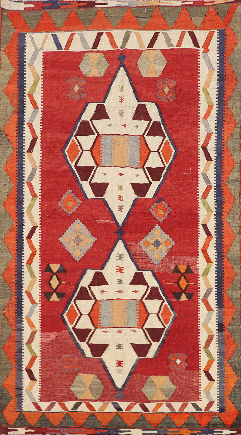 Geometric Kilim Qashqai Persian Vegetable Dye Rug 4x8
