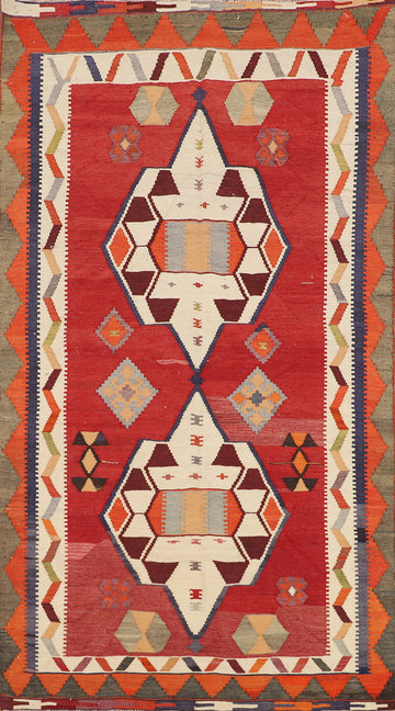 Geometric Kilim Qashqai Persian Vegetable Dye Rug 4x8