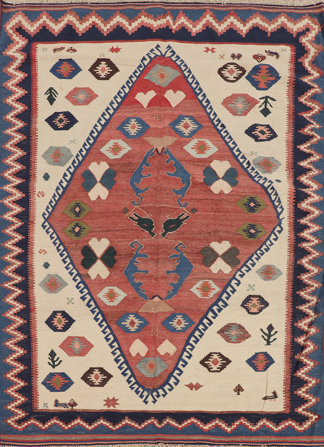Tribal Wool Kilim Qashqai Persian Vegetable Dye Rug 5x6