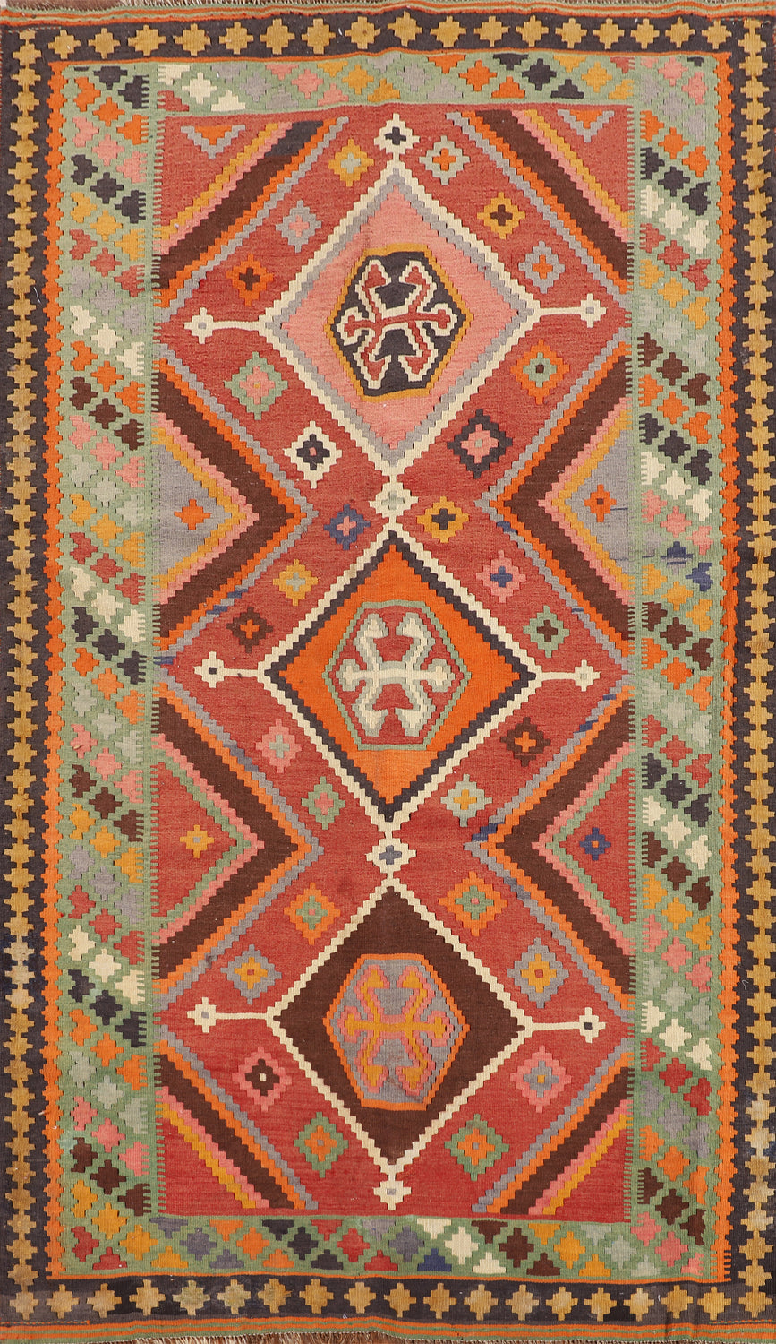 Vegetable Dye Kilim Qashqai Persian Area Rug 5x9