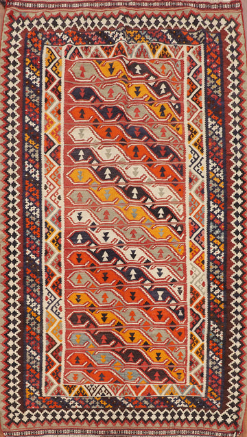 Vegetable Dye Kilim Qashqai Persian Area Rug 5x9