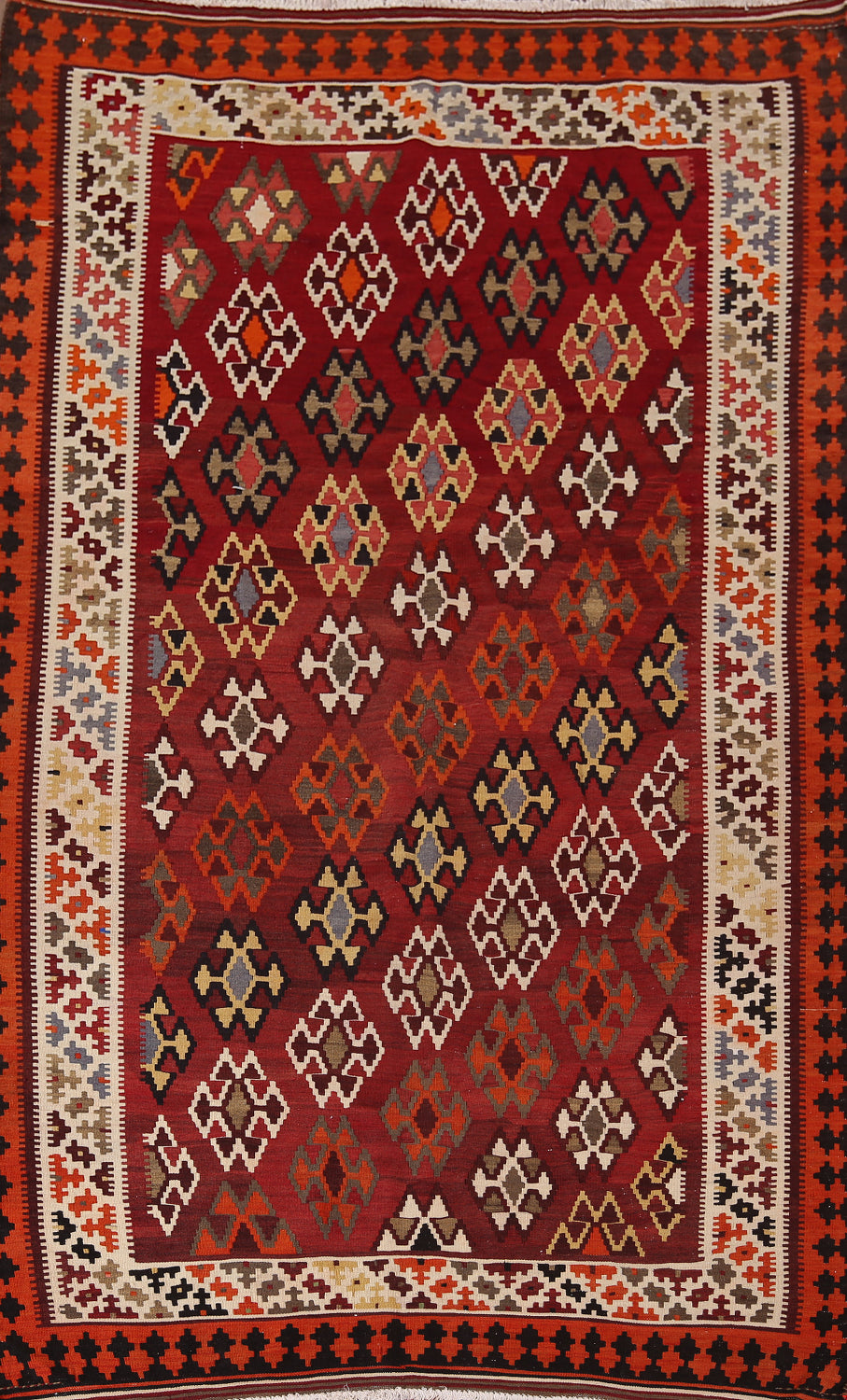 Vegetable Dye Wool Kilim Qashqai Persian Area Rug 5x9