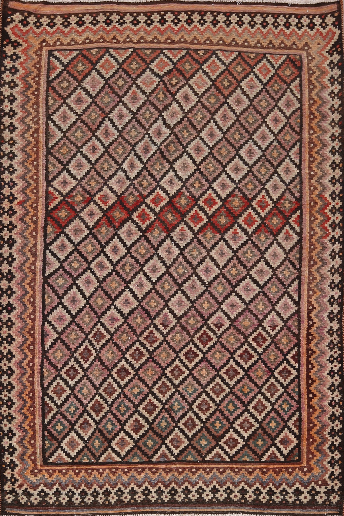 Hand Weave Trellis Wool Kilim Persian Area Rug 6x8