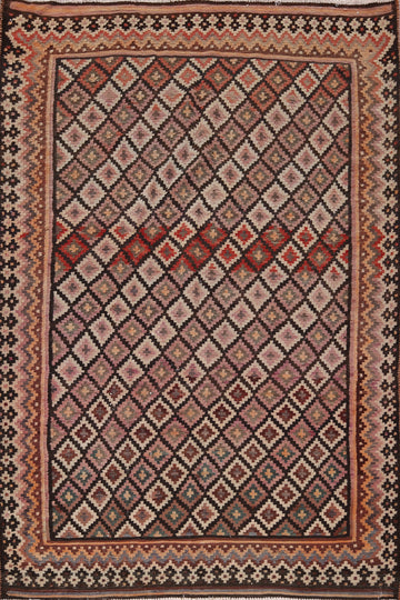 Hand Weave Trellis Wool Kilim Persian Area Rug 6x8