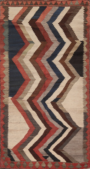 Chevron Wool Handwoven Kilim Persian Area Rug 5x9