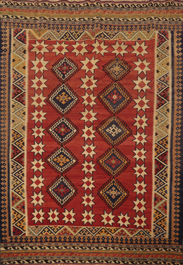 Vegetable Dye Kilim Qashqai Persian Area Rug 6x8